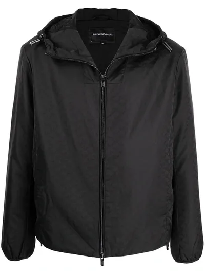 Emporio Armani Zip-up Hooded Jacket In Black