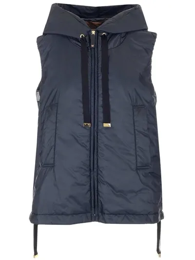 Max Mara The Cube Greengo Hooded Puffer Vest In Navy