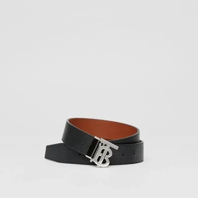 Burberry Reversible Monogram Motif Leather Belt In Black/tan