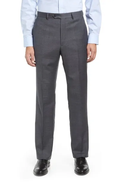 Santorelli Micro Design Stretch Wool Trousers In Grey