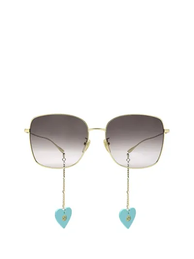 Gucci Eyewear Square Frame Sunglasses In Gold