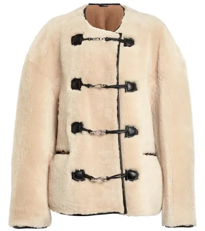 Totême Teddy Shearling Clasp Jacket Off-white