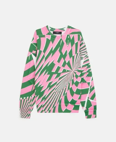 Stella Mccartney Womens Multicolor X Ed Curtis Optical Geometric-print Cotton-jersey Sweatshirt Xs In 8490 Multicolor