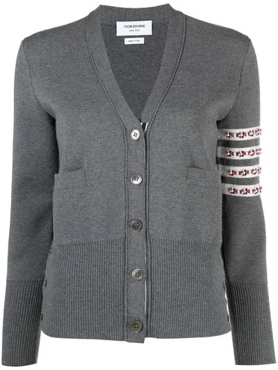 Thom Browne 4-bar Stripe Cardigan In Grey