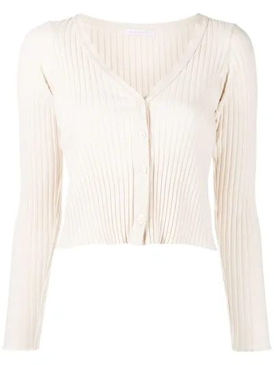 John Elliott Ribbed-knit Cropped Cardigan In Neutrals