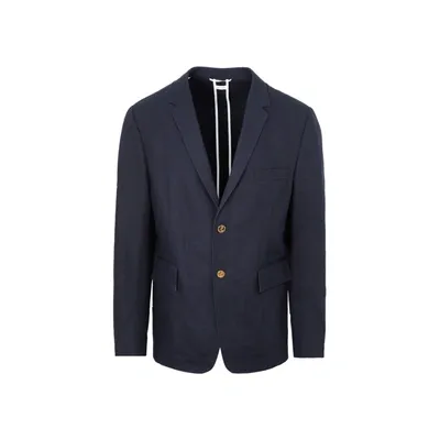 Thom Browne Single Breasted Rwb Stripe Blazer In Blue