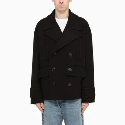 Valentino Black Double-breasted Pea Coat