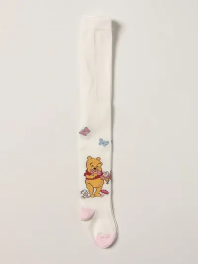 Monnalisa Socks With Winnie The Pooh In Yellow Cream