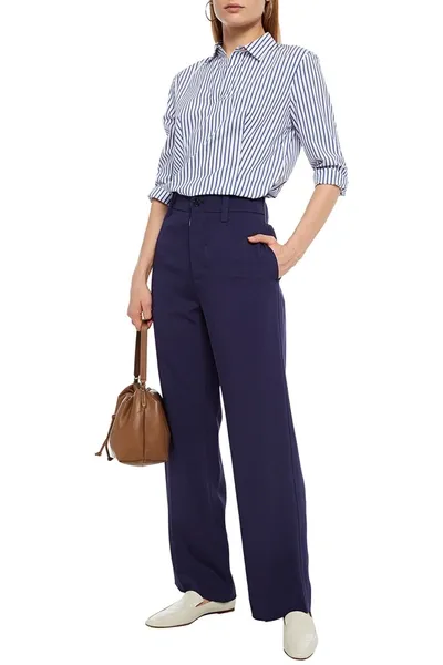 Marni Buckle-detailed Cady Straight-leg Pants In Blue