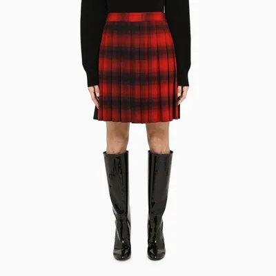 Dsquared2 Red And Black Pleated Skirt In Multicolor