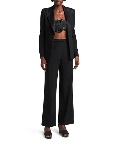 Giorgio Armani Tuxedo Wide-leg Pants In Solid Black