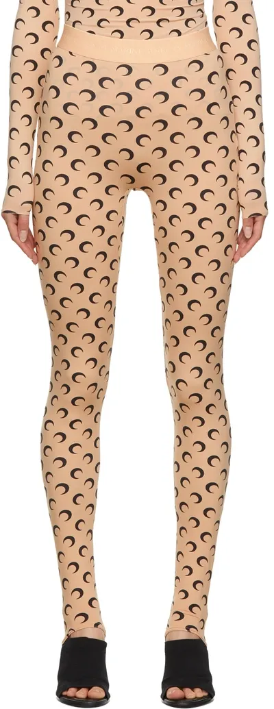 Marine Serre Tan Fuseaux Allover Moon Leggings In Moon Tan