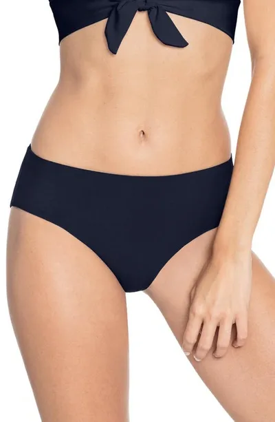 Robin Piccone Ava High Waist Bikini Bottoms In Navy