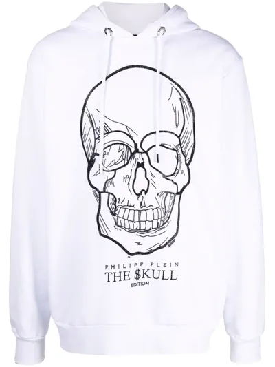 Philipp Plein Crystal-skull Pullover Hoodie In White