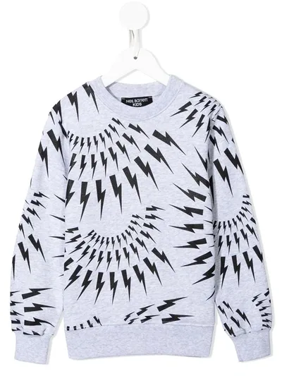 Neil Barrett Teen Graphic-print Cotton Sweatshirt In Grey