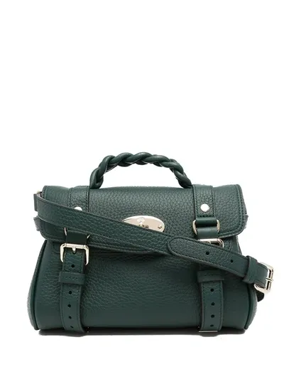 Mulberry Mini Alexa Green Leather Crossbody Bag In Black