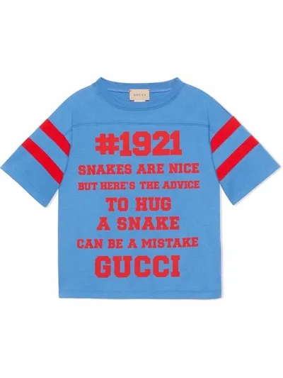 Gucci Kids' To Hug A Snake Short-sleeve T-shirt In Blue