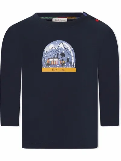 Paul Smith Junior Babies' Snow Globe-print Long-sleeve Top In Blue