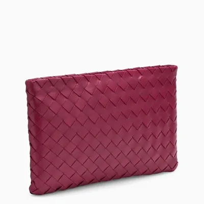 Bottega Veneta Magenta Intrecciato Medium Pouch In Burgundy