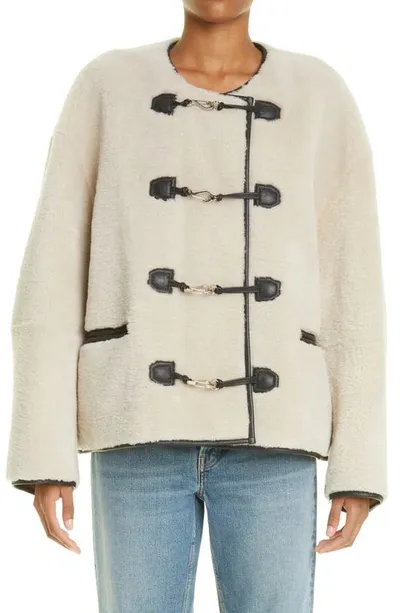 Totême Teddy Genuine Shearling Jacket In White