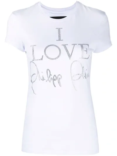 Philipp Plein I Love Crystal-embellished T-shirt In White