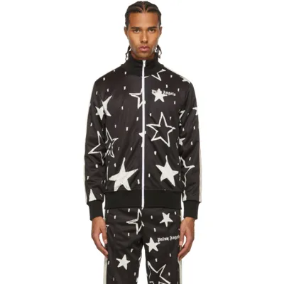 Palm Angels Night Sky Print Tech Jersey Track Jacket In Black