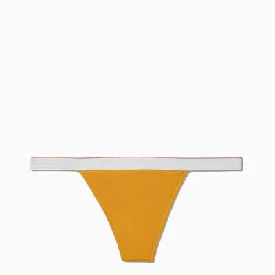 Heron Preston For Calvin Klein Cotton Blend Jersey High Leg Thong In Orange