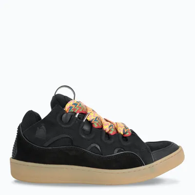 Lanvin Black Leather Curb Sneakers