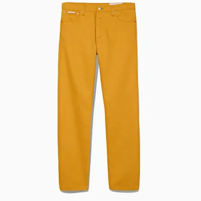 Heron Preston For Calvin Klein Logo-patch Straight-leg Jeans In Yellow