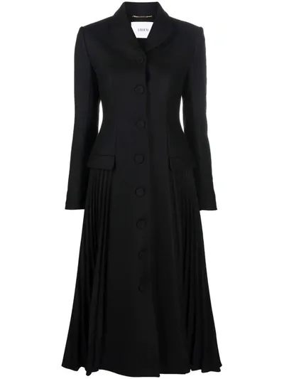 Erdem Pleat-panel Single-breasted Coat In Schwarz