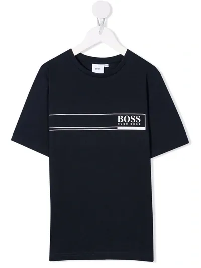 Bosswear Kids' Logo-print Cotton T-shirt In Blue