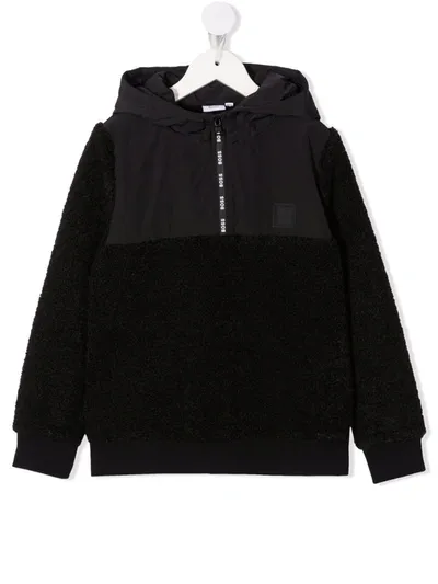 Bosswear Kids' Shearling-effect Hoodie In Black