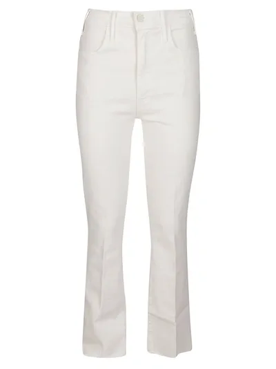 Mother The Hustler Ankle Fray Bootcut Jeans In White