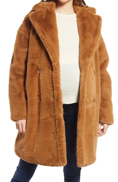 Emilia George Annabette Plush Maternity Coat In Brown