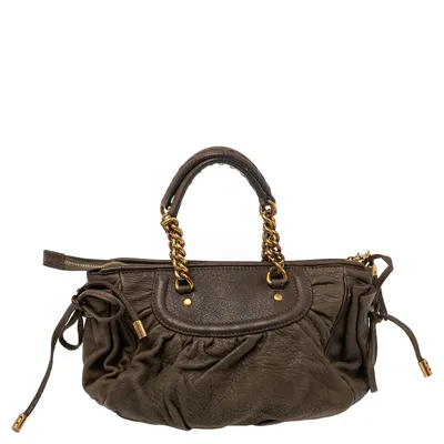 Pre-owned Dolce & Gabbana Olive Green Leather Tassel Satchel