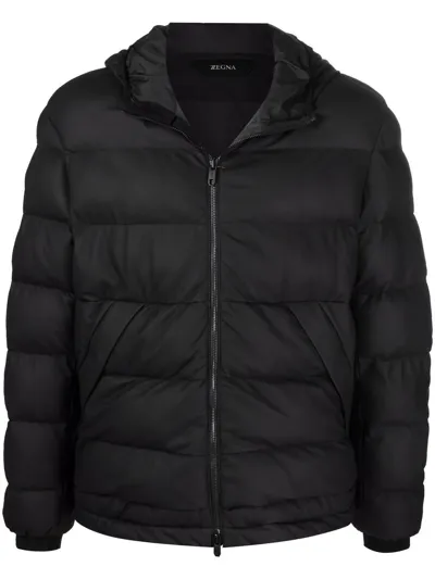 Ermenegildo Zegna Lambskin Padded Jacket In Black