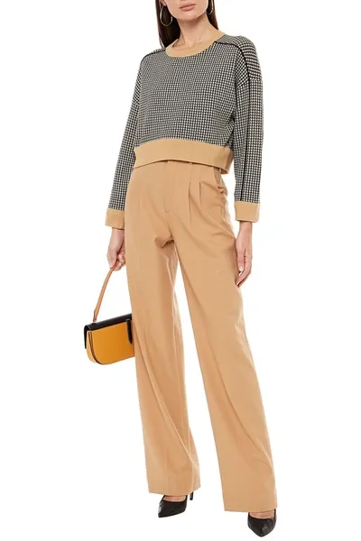 Jonathan Simkhai Pleated Twill Wide-leg Pants In Neutrals