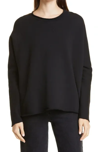 Frank & Eileen Capelet Cotton Sweater In Black