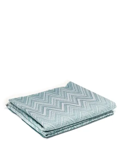 Missoni Zig-zag Woven Blanket In Blau