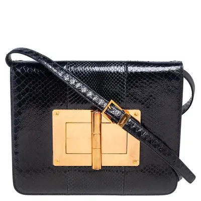 Pre-owned Tom Ford Black Python Large Natalia Shoulder Bag