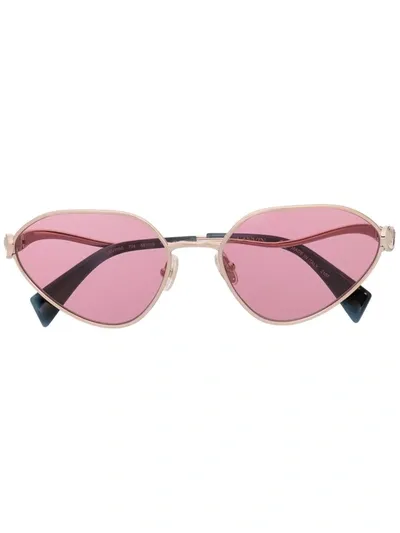 Lanvin Pink-tinted Cat-eye Sunglasses In Gold