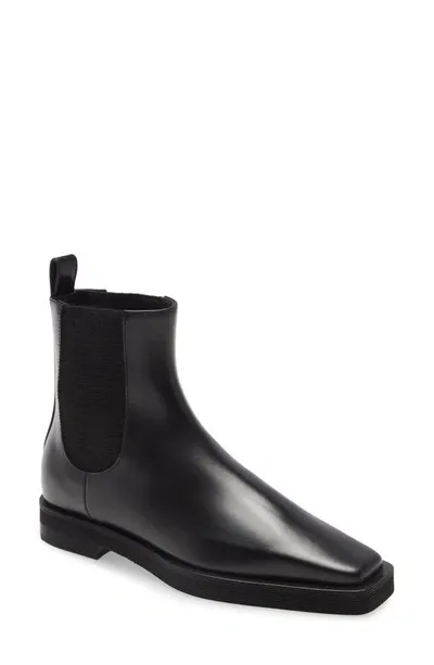 Totême Black Square Toe Leather Chelsea Boots