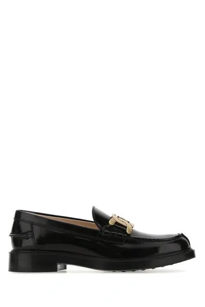 Tod's Leather Loafers In Black