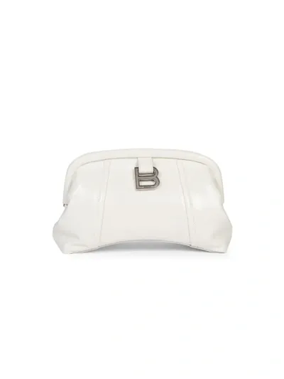 Balenciaga Editor Xs Leather Clutch With Metal Monogram - Atterley In White