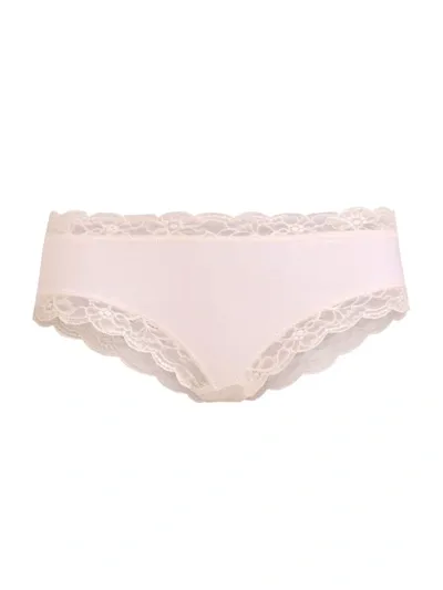 Hanro Lace-trim Cotton High-leg Hipster Briefs In Powder