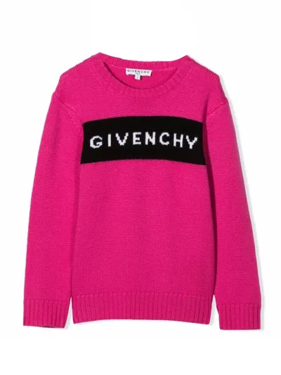 Givenchy Kids' Logo-print Knitted Jumper In Lampone