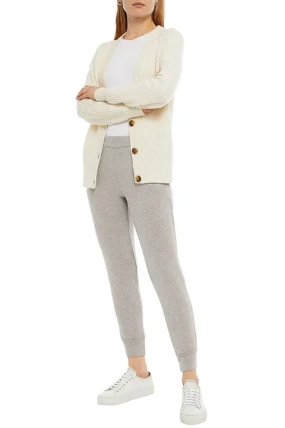 Velvet By Graham & Spencer Zolia Mélange Knitted Track Pants In Gray