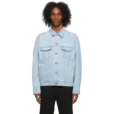 We11 Done Blue Oversized Trucker Jacket In Mix