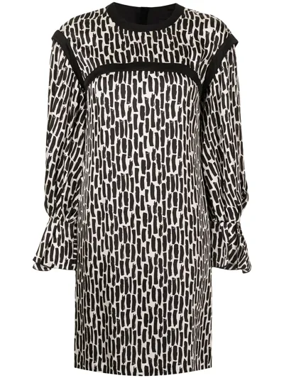 Paule Ka Brushstroke-print Shift Dress In Black