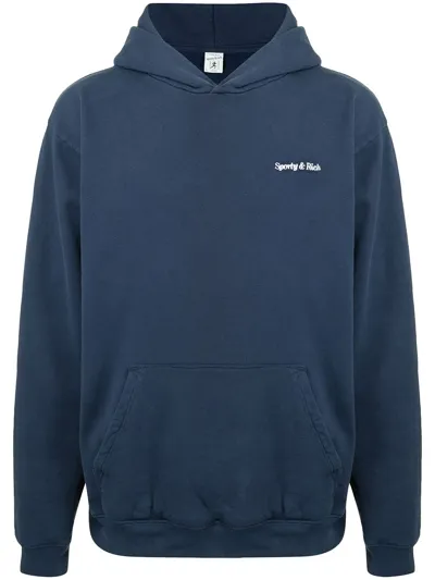 Sporty And Rich Classic Logo Hoodie In Blue